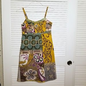 CAbi Patchwork Beaded Floral Sundress